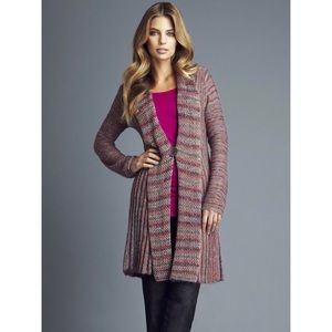 Tribal Multicolored Knit Long Open Cardigan Small